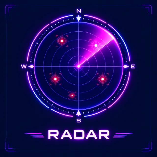 Radar feature illustration: enemy positions shown on a minimap